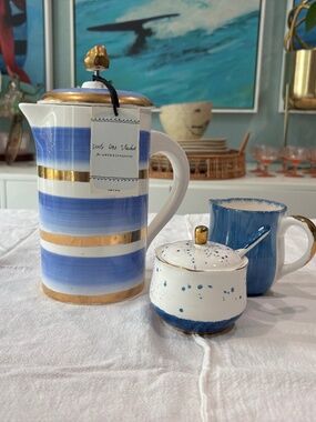 Rare Anthropologie Mimira Coffee Set – French Press, Sugar Bowl & Creamer (2017)